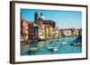 Grand Channel with Boats and Color Architecture in Venice, Italy-yasonya-Framed Photographic Print