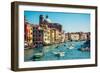 Grand Channel with Boats and Color Architecture in Venice, Italy-yasonya-Framed Photographic Print