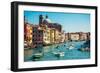 Grand Channel with Boats and Color Architecture in Venice, Italy-yasonya-Framed Photographic Print