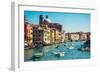 Grand Channel with Boats and Color Architecture in Venice, Italy-yasonya-Framed Photographic Print