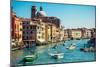 Grand Channel with Boats and Color Architecture in Venice, Italy-yasonya-Mounted Photographic Print