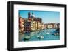 Grand Channel with Boats and Color Architecture in Venice, Italy-yasonya-Framed Photographic Print