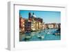 Grand Channel with Boats and Color Architecture in Venice, Italy-yasonya-Framed Photographic Print