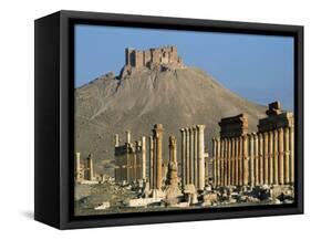 Grand Colonnade and the Arab Castle, Palmyra, Unesco World Heritage Site, Syria, Middle East-Bruno Morandi-Framed Stretched Canvas