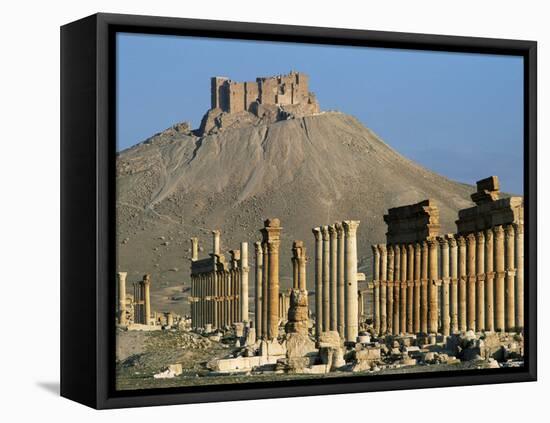 Grand Colonnade and the Arab Castle, Palmyra, Unesco World Heritage Site, Syria, Middle East-Bruno Morandi-Framed Stretched Canvas