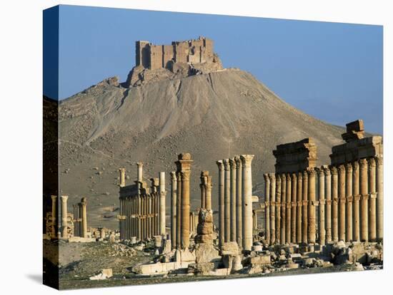 Grand Colonnade and the Arab Castle, Palmyra, Unesco World Heritage Site, Syria, Middle East-Bruno Morandi-Stretched Canvas