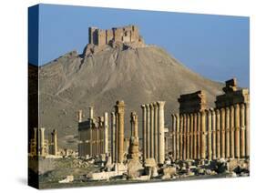 Grand Colonnade and the Arab Castle, Palmyra, Unesco World Heritage Site, Syria, Middle East-Bruno Morandi-Stretched Canvas