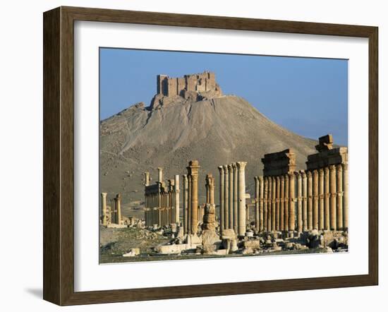 Grand Colonnade and the Arab Castle, Palmyra, Unesco World Heritage Site, Syria, Middle East-Bruno Morandi-Framed Photographic Print