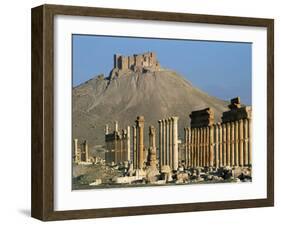 Grand Colonnade and the Arab Castle, Palmyra, Unesco World Heritage Site, Syria, Middle East-Bruno Morandi-Framed Photographic Print