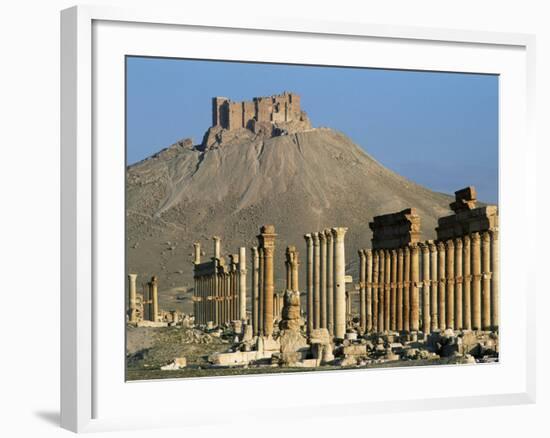 Grand Colonnade and the Arab Castle, Palmyra, Unesco World Heritage Site, Syria, Middle East-Bruno Morandi-Framed Photographic Print