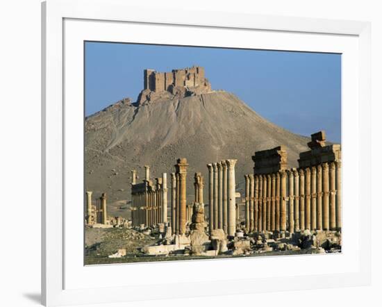 Grand Colonnade and the Arab Castle, Palmyra, Unesco World Heritage Site, Syria, Middle East-Bruno Morandi-Framed Photographic Print