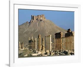 Grand Colonnade and the Arab Castle, Palmyra, Unesco World Heritage Site, Syria, Middle East-Bruno Morandi-Framed Photographic Print