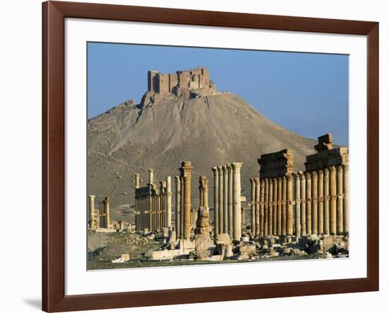 Grand Colonnade and the Arab Castle, Palmyra, Unesco World Heritage Site, Syria, Middle East-Bruno Morandi-Framed Photographic Print