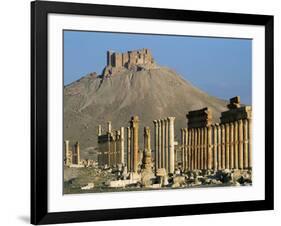 Grand Colonnade and the Arab Castle, Palmyra, Unesco World Heritage Site, Syria, Middle East-Bruno Morandi-Framed Photographic Print