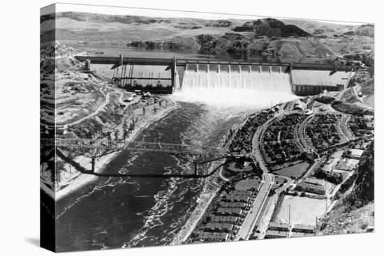 Grand Coulee Dam View from Air Photograph - Grand Coulee, WA-Lantern Press-Stretched Canvas