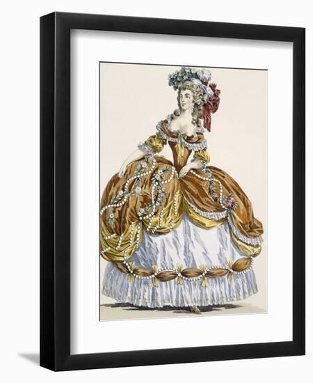 Grand Court Dress in New Style, Engraved by Dupin, Plate 291-Augustin De Saint-aubin-Framed Premium Giclee Print