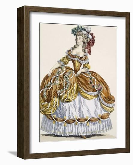 Grand Court Dress in New Style, Engraved by Dupin, Plate 291-Augustin De Saint-aubin-Framed Giclee Print