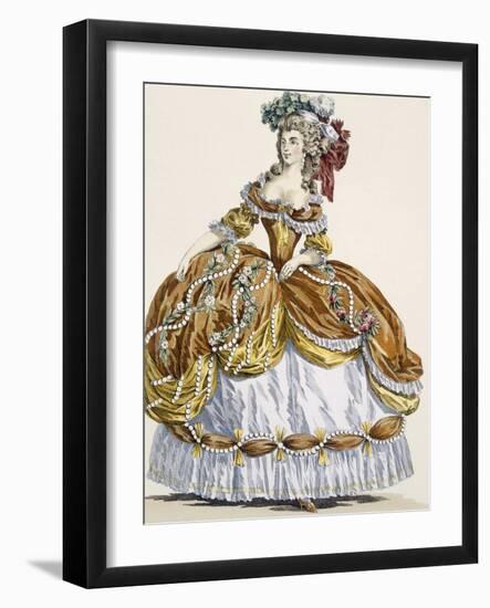 Grand Court Dress in New Style, Engraved by Dupin, Plate 291-Augustin De Saint-aubin-Framed Giclee Print