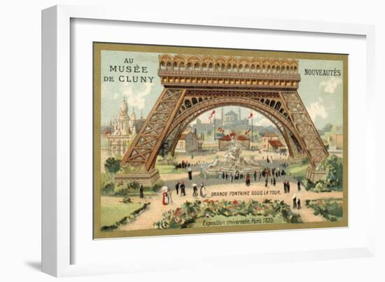 Grand Fountain Beneath the Eiffel Tower, Exposition Universelle, Paris, 1889-null-Framed Giclee Print