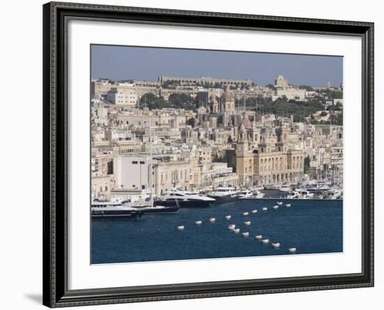 Grand Harbour and City of Vittoriosa Taken from Barracca Gardens, Valletta, Malta, Mediterranean-Robert Harding-Framed Photographic Print