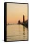 Grand Haven Lighthouse and South Pier at sunset, Michigan, USA-Randa Bishop-Framed Stretched Canvas