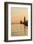 Grand Haven Lighthouse and South Pier at sunset, Michigan, USA-Randa Bishop-Framed Photographic Print