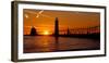 Grand Haven Lighthouse at Sunset, Grand Haven, Michigan, USA-null-Framed Photographic Print