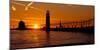 Grand Haven Lighthouse at Sunset, Grand Haven, Michigan, USA-null-Mounted Photographic Print