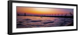 Grand Haven Lighthouse at sunset, Grand Haven, Michigan, USA-null-Framed Photographic Print