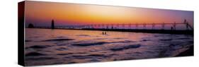 Grand Haven Lighthouse at sunset, Grand Haven, Michigan, USA-null-Stretched Canvas