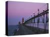 Grand Haven Lighthouse on Lake Michigan, Grand Haven, Michigan, USA-Michael Snell-Stretched Canvas