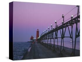 Grand Haven Lighthouse on Lake Michigan, Grand Haven, Michigan, USA-Michael Snell-Stretched Canvas