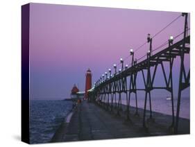 Grand Haven Lighthouse on Lake Michigan, Grand Haven, Michigan, USA-Michael Snell-Stretched Canvas