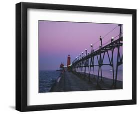 Grand Haven Lighthouse on Lake Michigan, Grand Haven, Michigan, USA-Michael Snell-Framed Photographic Print