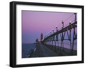 Grand Haven Lighthouse on Lake Michigan, Grand Haven, Michigan, USA-Michael Snell-Framed Photographic Print