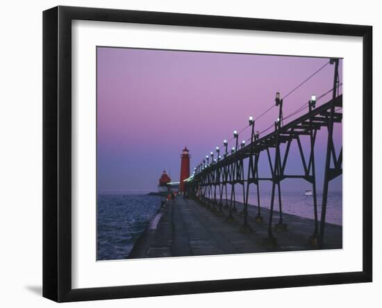 Grand Haven Lighthouse on Lake Michigan, Grand Haven, Michigan, USA-Michael Snell-Framed Photographic Print