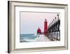 Grand Haven South Pier Lighthouse at Sunrise on Lake Michigan, Ottawa County, Grand Haven, Michigan-Richard and Susan Day-Framed Photographic Print
