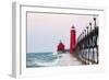 Grand Haven South Pier Lighthouse at Sunrise on Lake Michigan, Ottawa County, Grand Haven, Michigan-Richard and Susan Day-Framed Photographic Print