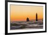 Grand Haven South Pier Lighthouse at Sunset on Lake Michigan, Ottawa County, Grand Haven, Mi-Richard and Susan Day-Framed Photographic Print