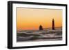 Grand Haven South Pier Lighthouse at Sunset on Lake Michigan, Ottawa County, Grand Haven, Mi-Richard and Susan Day-Framed Photographic Print