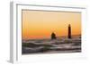 Grand Haven South Pier Lighthouse at Sunset on Lake Michigan, Ottawa County, Grand Haven, Mi-Richard and Susan Day-Framed Photographic Print