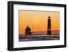 Grand Haven South Pier Lighthouse at Sunset on Lake Michigan, Ottawa County, Grand Haven, Michigan-Richard and Susan Day-Framed Photographic Print