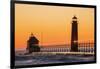 Grand Haven South Pier Lighthouse at Sunset on Lake Michigan, Ottawa County, Grand Haven, Michigan-Richard and Susan Day-Framed Photographic Print