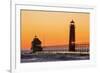 Grand Haven South Pier Lighthouse at Sunset on Lake Michigan, Ottawa County, Grand Haven, Michigan-Richard and Susan Day-Framed Photographic Print