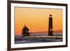 Grand Haven South Pier Lighthouse at Sunset on Lake Michigan, Ottawa County, Grand Haven, Michigan-Richard and Susan Day-Framed Photographic Print