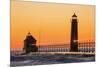 Grand Haven South Pier Lighthouse at Sunset on Lake Michigan, Ottawa County, Grand Haven, Michigan-Richard and Susan Day-Mounted Photographic Print