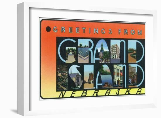 Grand Island, Nebraska - Large Letter Scenes-Lantern Press-Framed Art Print