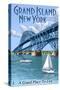Grand Island, New York - Bridge Scene-Lantern Press-Stretched Canvas