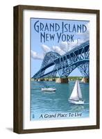 Grand Island, New York - Bridge Scene-Lantern Press-Framed Art Print