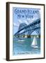 Grand Island, New York - Bridge Scene-Lantern Press-Framed Art Print